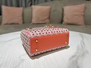 Lady Dior Mini Azure Orange Honeycomb Rhinestones Embroidery Bag - 4