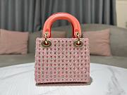 Lady Dior Mini Azure Orange Honeycomb Rhinestones Embroidery Bag - 3