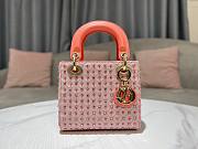 Lady Dior Mini Azure Orange Honeycomb Rhinestones Embroidery Bag - 2