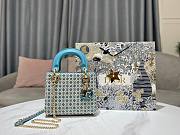 Lady Dior Mini Azure Blue Honeycomb Rhinestones Embroidery Bag - 2