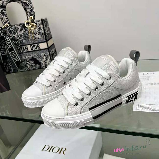 Dior White Plaid Patterns Flower Patterns Monogram Sneaker - 1