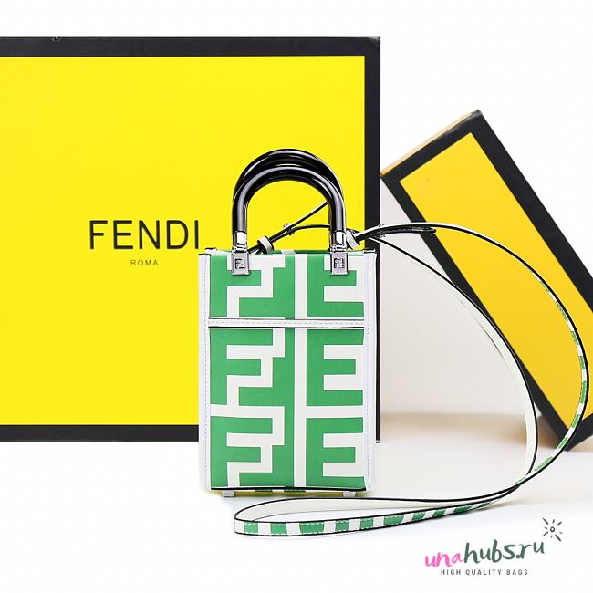 Fendi Mini Sunshine Shopper two-tone green leather minibag - 1