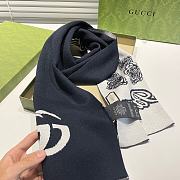 Gucci GG wool-blend blue scarf - 4