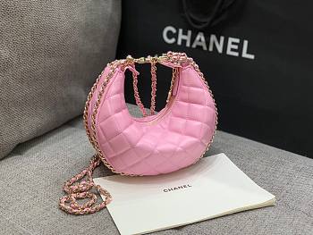 Chanel pink lambskin pouch with chain bag