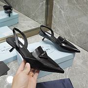 Prada Black Brushed Leather Slingback Pump - 6