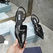 Prada Black Brushed Leather Slingback Pump - 5