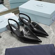 Prada Black Brushed Leather Slingback Pump - 2