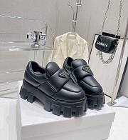 Prada black soft black padded moccasin shoes - 1