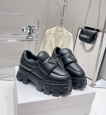 Prada black soft black padded moccasin shoes