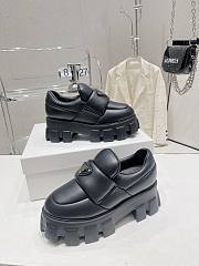 Prada black soft black padded moccasin shoes - 2