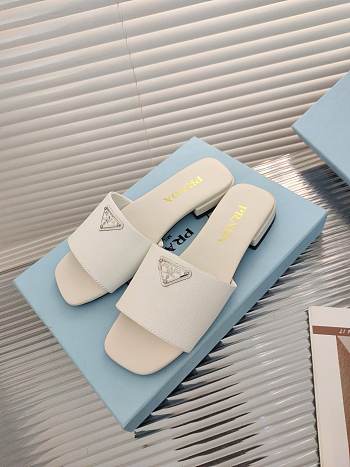 Prada White Saffiano leather slides