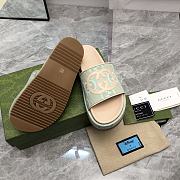 Gucci jumbo GG green platform slide sandal - 5