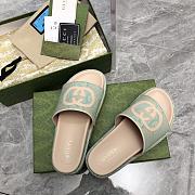 Gucci jumbo GG green platform slide sandal - 4