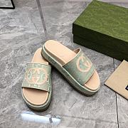 Gucci jumbo GG green platform slide sandal - 2