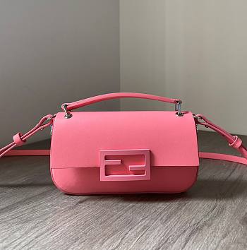 Fendi Baguette patent pink leather phone pouch