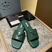 Prada brushed green leather slides - 1