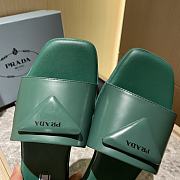 Prada brushed green leather slides - 5