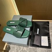 Prada brushed green leather slides - 4