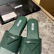 Prada brushed green leather slides - 2