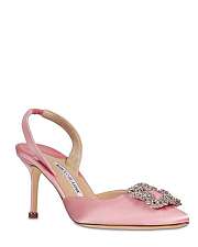 Manolo Blahnik Pink Satin slingback heels - 5