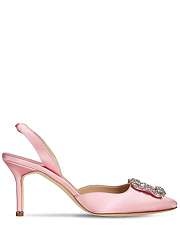 Manolo Blahnik Pink Satin slingback heels - 4