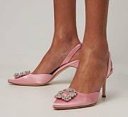 Manolo Blahnik Pink Satin slingback heels - 1