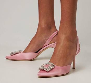 Manolo Blahnik Pink Satin slingback heels
