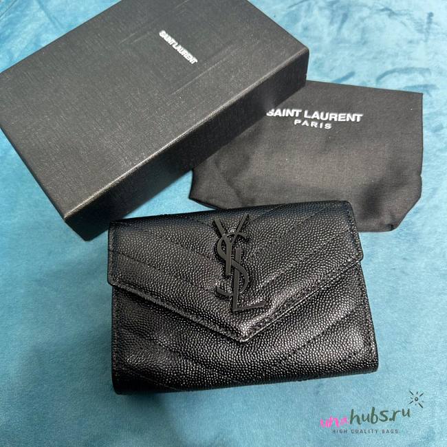 YSL Cassandre all black small envelope wallet - 1