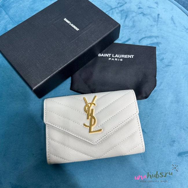 YSL Cassandre white gold small envelope wallet - 1