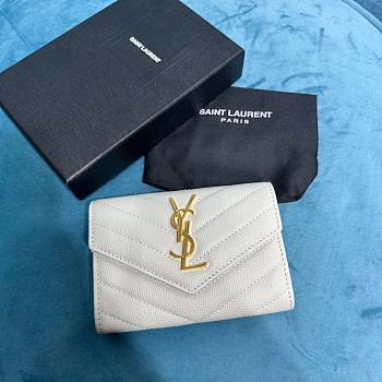 YSL Cassandre white gold small envelope wallet