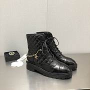 Chanel Black Quilted Chain Boots  - 1