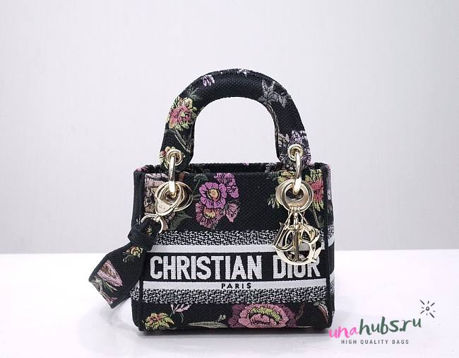 Dior lady D-lite small black multicolor bag - 1