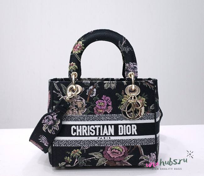 Dior lady D-lite medium black multicolor bag - 1