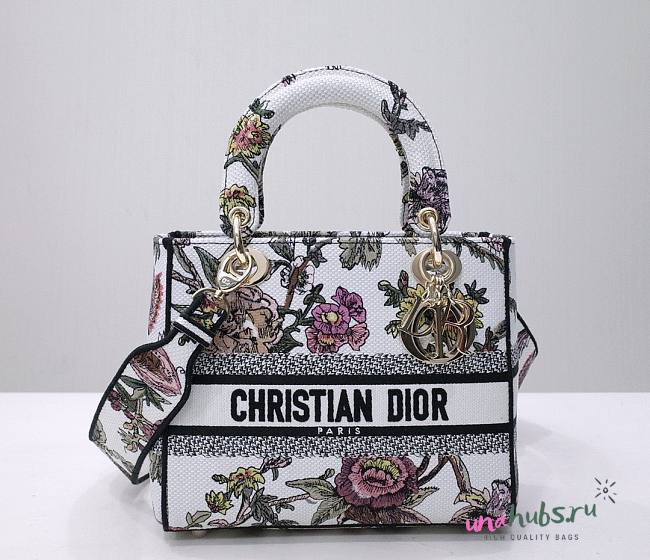 Dior lady D-lite medium white multicolor bag - 1