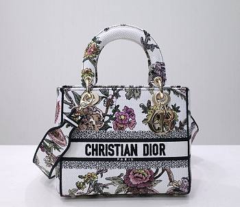 Dior lady D-lite medium white multicolor bag