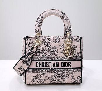 Dior lady D-lite medium pink nude multicolor bag 