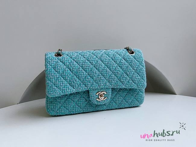 Chanel 22 tweed classic baby blue flap bag 25cm - 1