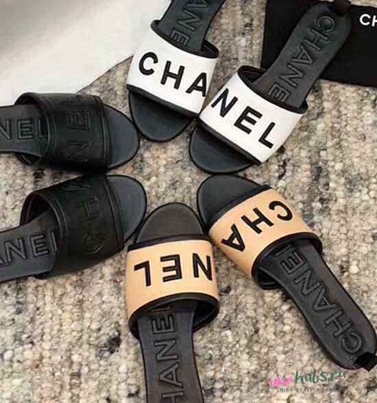 Chanel logo slippers ( white/ beige/ black) - 1