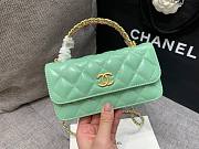 Chanel phone holder gold metal light green bag - 2