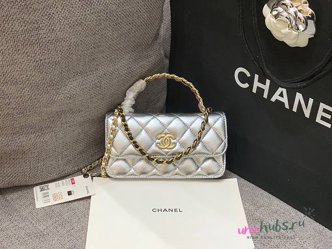 Chanel phone holder gold metal silver bag - 1