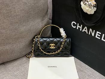 Chanel phone holder gold metal black bag