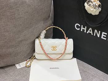 Chanel phone holder gold metal white bag