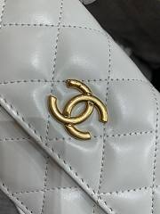 Chanel phone holder gold metal white bag - 4