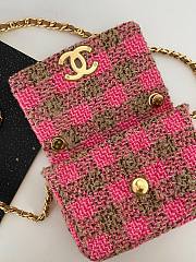 Chanel mini 19 flap tweed pink black bag  - 5