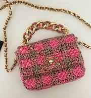 Chanel mini 19 flap tweed pink black bag  - 1