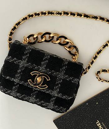 Chanel mini 19 flap tweed black bag