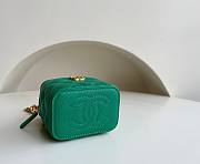 Chanel Small Vanity Classic Box On Chain Green Caviar Bag - 6