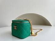 Chanel Small Vanity Classic Box On Chain Green Caviar Bag - 5