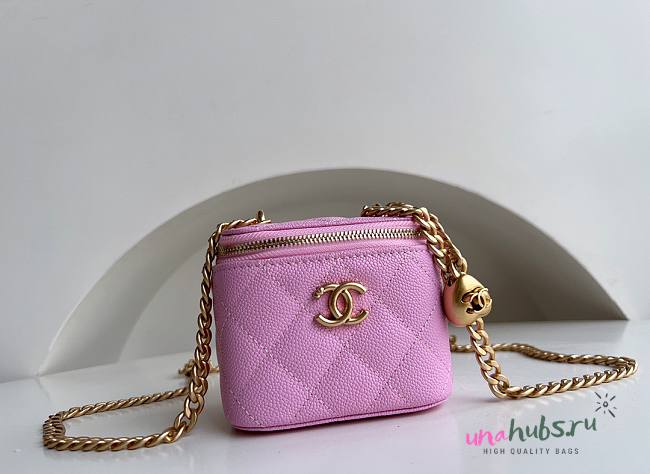 Chanel Small Vanity Classic Box On Chain Pink Caviar Bag - 1