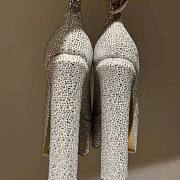 Valentino Garavani WhiteTan-Go Pump with Crystals 155mm Heels - 3